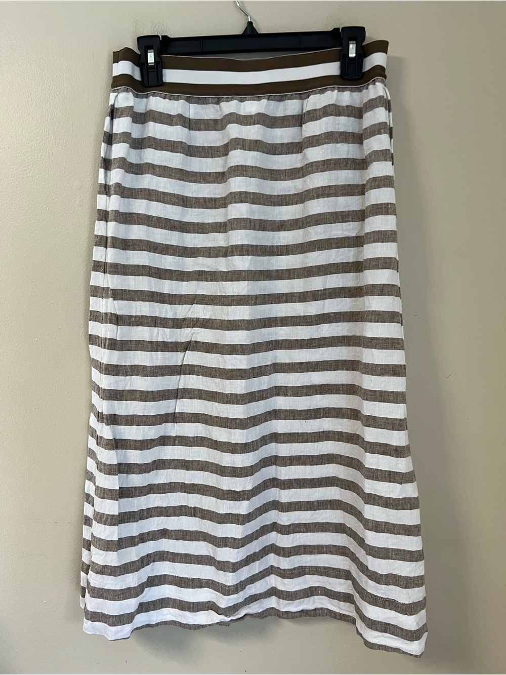 J Jill Love Linen Maxi Skirt Womens Petite S Elastic Waist Striped Button Pocket - Picture 3 of 12
